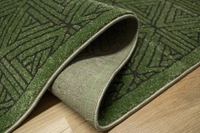 Koberec Teno F0336 fľaškovo zelený, geometrický / trojuholníky