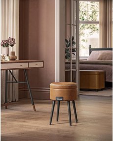 EKHO taburetka, odkladací stolík s úložným priestorom, syntetická koža, karamelovo hnedá