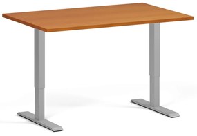 Výškovo nastaviteľný stôl, 120x80 cm, 1 motor, sivá podnož, čerešňa
