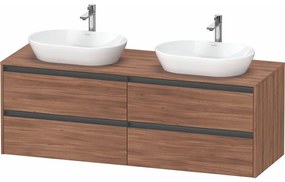 DURAVIT Ketho 2 závesná skrinka pod dve umývadlá na dosku, 4 zásuvky, 1600 x 550 x 568 mm, orech prírodný, K24899B79790000