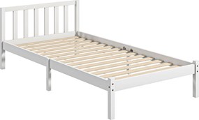 HOMCOM Postelový Rám Drevená Postel s Latami, 208 x 96 cm s Čelom, Jednolôžkový Rám na Postel do Spálne, Biela | Aosom