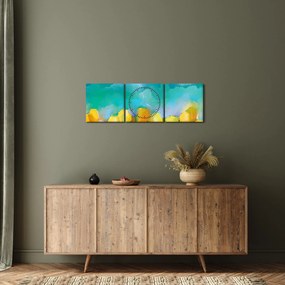 Obraz žltých tulipánov (s hodinami) (90x30 cm)