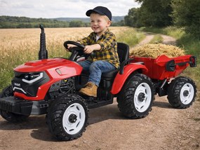 JOKOMISIADA Akumulátorový traktor s prívesom a pohyblivým sklápacím košom PA0347 červený