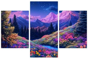 Obraz - Fialová krajina pri úplnku (90x60 cm)