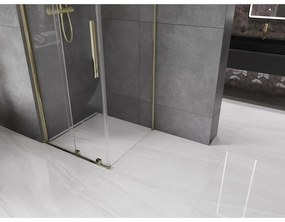 Mexen Velar, sprchový kút s posuvnými dverami 90(dvere) x 90(stena) cm, 8mm číre sklo, zlatá lesklá, 871-090-090-01-50