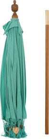 Modrý slnečník so strapcami a drevenou tyčou Dayu Wood - ∅ 200*260 cm