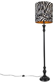 Stojacia lampa čierna s tienidlom so vzorom zebry 40 cm - Classico