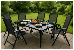 ZÁHRADNÉ KOMBO bioklimatická pergola s lamelami BestBerg BBP-12G + záhradný jedálenský set 6+1 BestBerg BBGF-53B