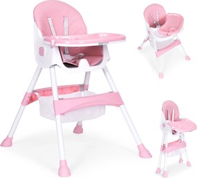 ECOTOYS jedálenské kresielko pre deti, ružové, 5-bodové