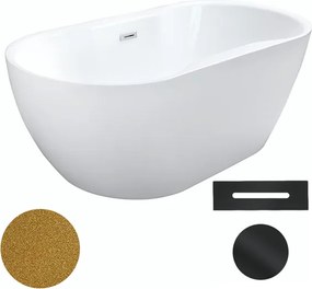 Besco Akrylátová voľne stojaca vaňa Navia Glam Z 140x75 (150x80, 160x80) BESCO-Typ výpuste: Click-Clack s prepadom, grafit, BESCO-Rozmery: 150x80, BE…