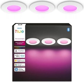 Philips - Sada 3x LED RGBW stmievateľných kúpeľňových podhľadových svietidiel Hue SLIM LED/8,3W/230V IP44