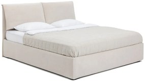 Béžová čalúnená dvojlôžková posteľ s úložným priestorom s roštom 180x200 cm Thessa Pillow – Bonami Selection