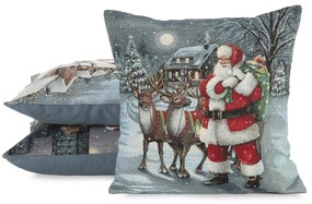 VIANOČNÁ GOBELÍNOVÁ DEKORAČNÁ OBLIEČKA NA VANKÚŠ MERRY4 45X45 CM VZOROVANÁ