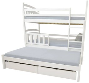 Wilsondo Poschodová posteľ s prístelkou Petra 1 200x90 - biela