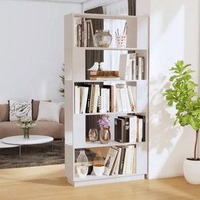 vidaXL Knižnica/deliaca stena biela 80x25x163,5 cm masívna borovica-