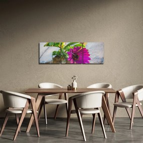 Obraz rezanej kvetiny (s hodinami) (90x30 cm)