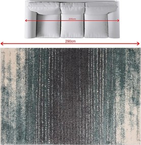Koberec Modern Teal blue/ dark grey 200x290cm