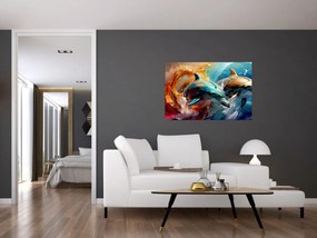 Obraz - Maľba delfínov (90x60 cm)