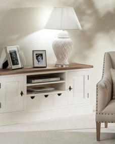RTV skrinka Brighton 150 x 40 x 65 cm white&amp;natural