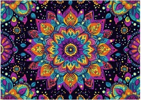 Sklenený obraz - Kaleidoskopická mandala (70x50 cm)