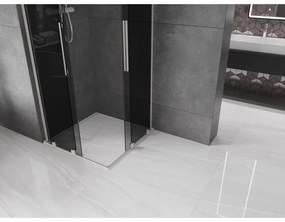 Mexen Velar L Duo, sprchový kút s posuvnými dverami 100 x 100 cm, 8mm šedé sklo, brúsená oceľ, 871-100-100-02-43-97