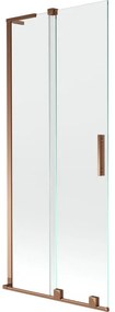 Mexen Velar L, 2-krídlová posuvná vaňová zástena 85 x 150 cm, 8mm číre sklo, ružové zlato, 896-085-003-01-60