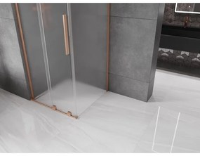 Mexen Velar L, sprchový kút s posuvnými dverami 120 x 120 cm, 8mm sklo námraza, medená matná, 871-120-120-33-65