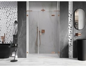 Mexen Lunar L, Otočné pravé sprchové dvere 120 cm, 8mm číre sklo, medený matný profil, 834SL-120-050-65-00-P