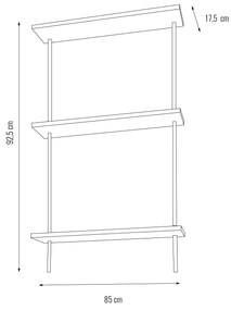 Regál na stenu DECO s 3 policami 92,5x85x17,5 cm