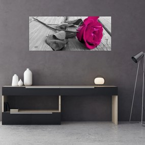 Obraz - Ružová ruža (120x50 cm)