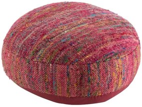 Tmavo ružový puf prešitý farebnými niťami - 54,5 * 50 * 24 cm