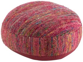 Tmavo ružový puf prešitý farebnými niťami - 54,5 * 50 * 24 cm