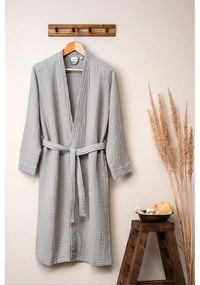 Sivý mušelínový župan veľkosť S/M Kimono – Foutastic