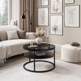 KONFERENČNÝ STOLÍK LEONARDO S POLICOU ČIERNY LESK + ČIERNY