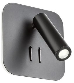 Redo 01-1492 - LED nástenné svietidlo QUDA LED/6W/230V + LED/3W CRI 90 USB čierne
