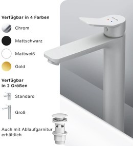 Umývadlová batéria AM.PM X-Joy FXA92033 vysoká, biela