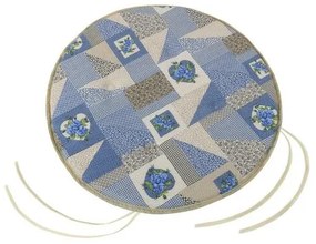 Bellatex Sedák EMA okrúhly hladký Patchwork modrá, 40 cm