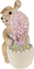 Dekorácia soška králik so srdiečkom z kvetín - 11*6*12cm