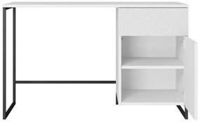 Písací stôl Asha 120 cm - biely mat / čierne nohy