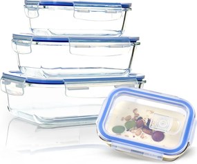 Klarstein Obdĺžnikové sklenené dózy, súprava 4 kusov, 1520 ml, 1040 ml, 640 ml, 370 ml, s vrchnákom