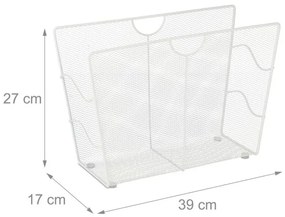 Kovový stojan na noviny a časopisy Relaxdays (biely) – RD10032569