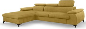 Rohová sedacia súprava Scala, kurkumovo žltá látka, ľavý roh