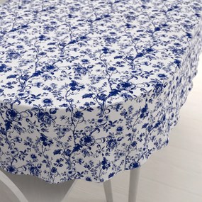 Biante Bavlnený oválny obrus Sandra SA-639 Modré kvety na bielom 100x140 cm