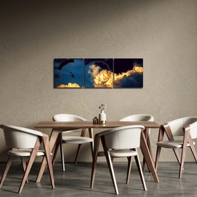 Obraz parašutistu v oblakoch (s hodinami) (90x30 cm)