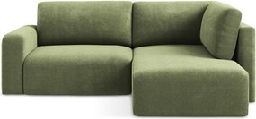 Zelená ženilková rozkladacia/s úložným priestorom rohová pohovka (pravý roh/do L) Kona – Makamii