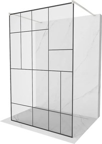 Mexen Kioto, sprchová zástena Walk-In 140 x 200 cm, 8mm sklo čierny vzor, brúsená oceľ profil,  800-140-002-97-78