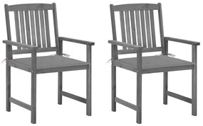 Záhradné stoličky s podložkami 2 ks, sivé, akáciový masív 3061223