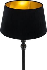 Inteligentná stojaca lampa čierna s tienidlom čiernym so zlatom 45 cm vrátane Wifi A60 - Classico