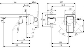 Ideal Standard Extra - Umývadlová batéria podomietková, kartáčovaná zlatá BD509A2