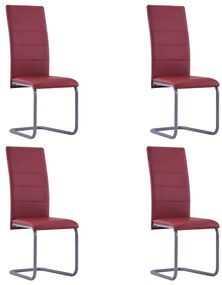 Jedálenské stoličky, perová kostra 4 ks, červené, umelá koža 281688